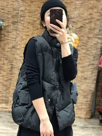 2023秋冬新款韩版宽松显瘦羽绒棉马甲女大码显瘦慵懒风夹棉马夹潮商品大图