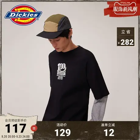 Dickies商场同款 秋冬工装灵感长袖t恤男女情侣 假两件套头t恤图片