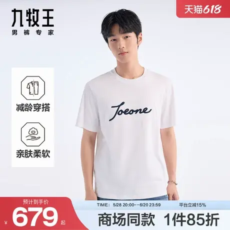 [商场同款]九牧王男装2025春夏新款亲肤柔软休闲时尚圆领男款T恤商品大图