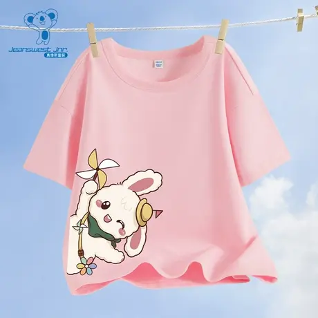 JU真维斯童装上衣夏季款 时尚可爱印花纯棉儿童短袖T恤衫商品大图