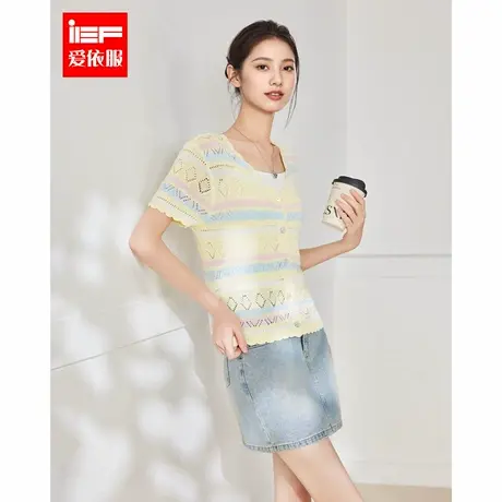 IEF/爱依服2025夏季新款法式甜美温柔风设计感薄款 毛织外披上衣商品大图