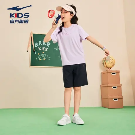 鸿星尔克童装女童运动两件套装2025夏季新款儿童服装男孩短袖短裤图片