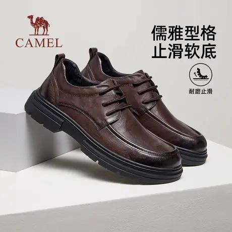 骆驼2025夏季新款舒适软底耐磨系带经典商务休闲爸爸中年皮鞋男商品大图