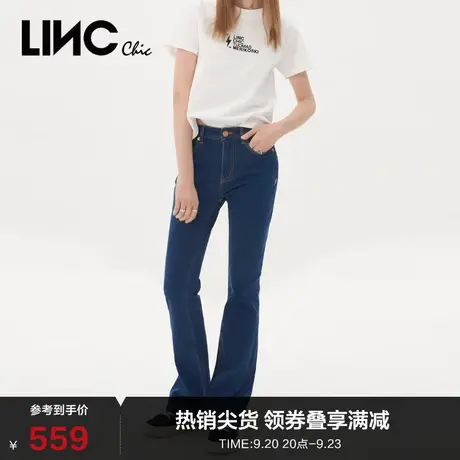 LINCCHIC金羽杰裤子复古中高腰喇叭裤牛仔裤女春秋S231JE183Y商品大图