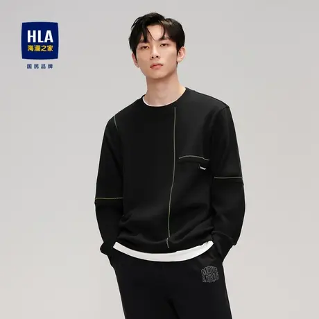 HLA/海澜之家工装风卫衣圆领微弹时尚休闲套头衫男商品大图