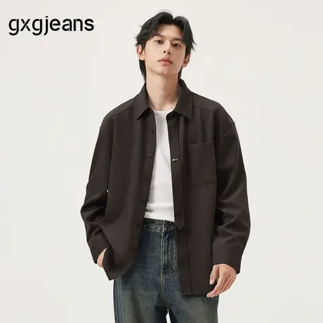 gxg.jeans男装  不规则门襟设计简约休闲衬衫外套男 25年秋新品图片