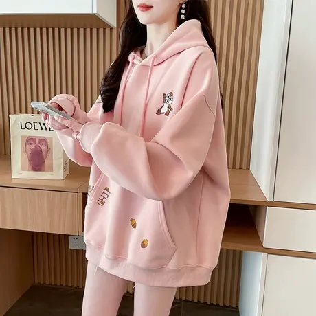 连帽卫衣女2025新款爆款春秋韩版宽松大码中长款薄款百搭学生外套商品大图