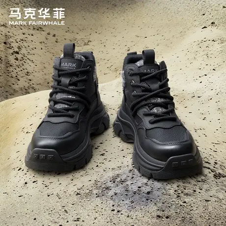 马克华菲马丁靴男户外工装靴子2025新款秋季黑色机车皮靴男士短靴商品大图