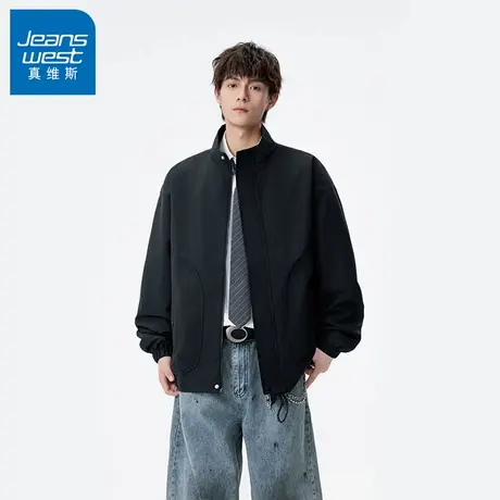 N5真维斯外套男2025新款秋季美式潮牌工装立领上衣男士春秋装夹克商品大图
