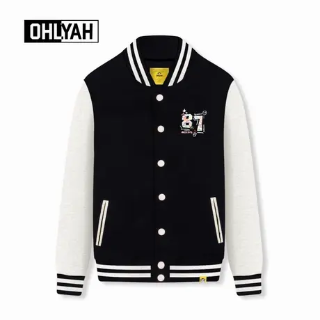 Ohlyah品牌彩色数字87印花卫衣外套男女同款情侣休闲百搭棒球服潮商品大图
