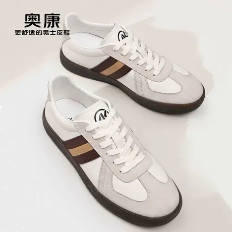 奥康德训鞋男款秋冬2026新款男鞋冬季复古T头鞋软底男士休闲板鞋商品大图