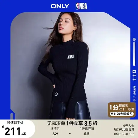 ONLY奥莱2023夏季新款NBA联名款时尚修身半高领针织衫女商品大图