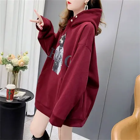 宽松慵懒风加绒加厚连帽卫衣女2022年新款秋冬爆款洋气设计感外套商品大图
