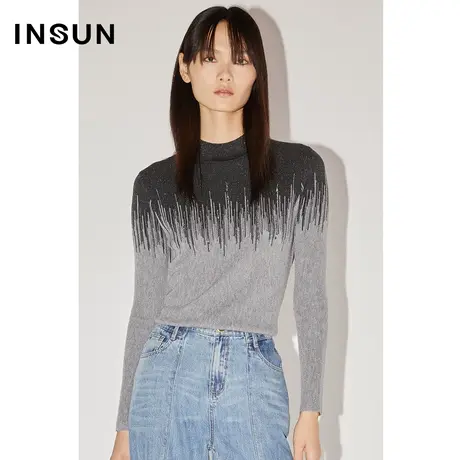 【官方直播】恩裳COVER时尚渐变色设计吸晴亮葱感舒适百搭针织衫商品大图