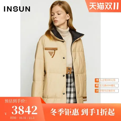 恩裳商场同款时尚保暖面包领舒适蓬松感白鹅绒羽绒服女中长款冬季图片