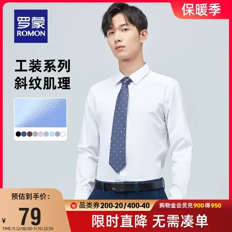 罗蒙男士长袖衬衫2023秋季新款商务百搭易打理工装休闲职业衬衣男图片