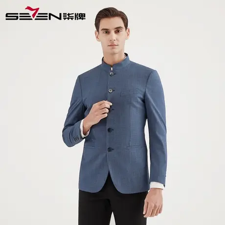 【中华立领】柒牌男装西服时尚中国风修身青年羊毛混纺单西外套图片