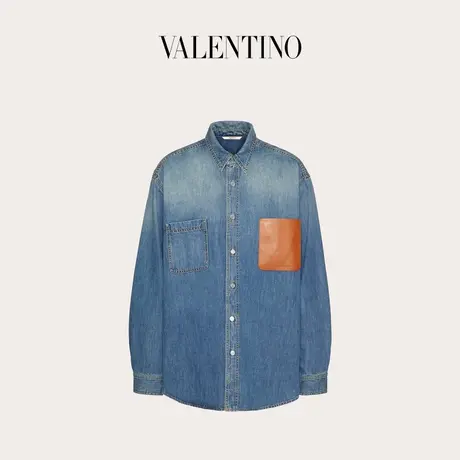 【季末优惠】华伦天奴VALENTINO男士 VLOGO SIGNATURE 牛仔衬衫商品大图
