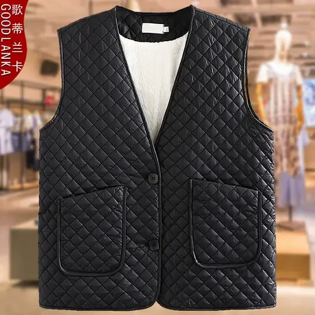 中老年女装秋冬季加绒马甲外穿时尚胖妈妈加肥加大码加厚马夹外套图片