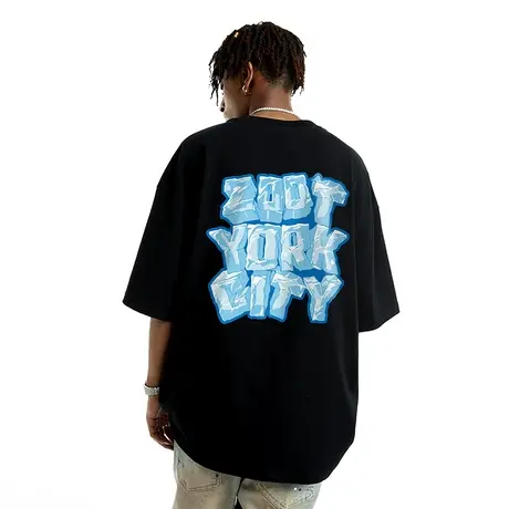 Nuthink欧美潮流字母短袖T恤男女同款夏季潮牌ins加肥加大半截袖商品大图