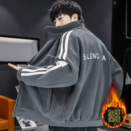 奥利绒休闲外套男士春秋季2023新款潮牌加厚男装夹克棉服冬装上衣商品大图