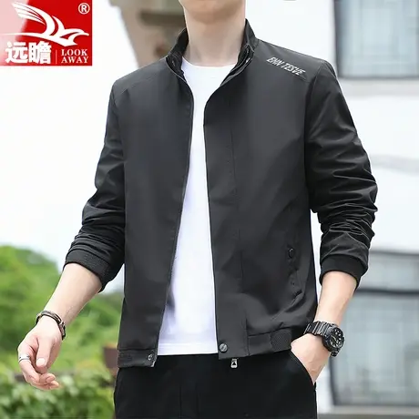 男士外套春秋季2023新款户外防风冲锋衣休闲上衣立领短款工装外套商品大图
