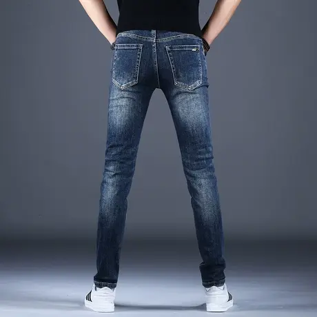 男士蓝色牛仔裤男款小脚修身秋冬百搭裤子男潮流韩版新款潮牌弹力商品大图