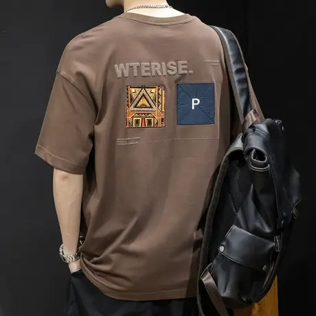 重磅短袖t恤男士宽松潮牌大码夏季2024新款衣服男款纯棉男装体恤商品大图