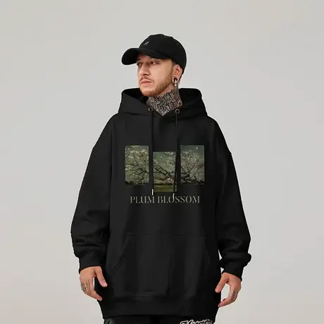 美式复古嘻哈大码卫衣男装ins纯棉重磅做旧高街外套加绒春秋季男商品大图