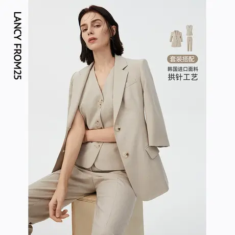 朗姿轻商务通勤职业收腰薄款小西装外套夏季新款气质西服女上衣图片