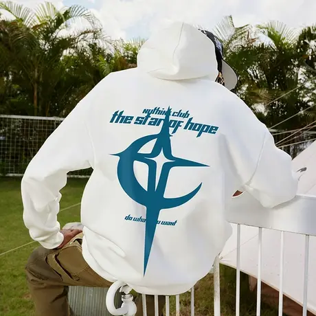 Nuthink美式重磅加绒加厚连帽卫衣男宽松大码保暖情侣春季外套潮商品大图