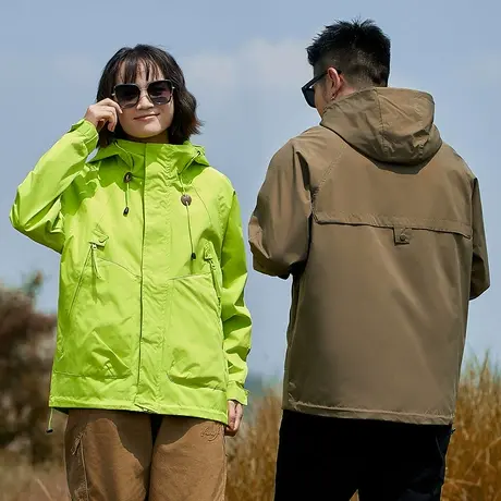 男装户外登山防风冲锋衣外套秋冬季2024新款情侣工装夹克连帽上衣商品大图