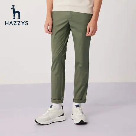 Hazzys哈吉斯奥莱春新款男士时尚休闲裤子纯色直筒裤微弹潮流长裤图片