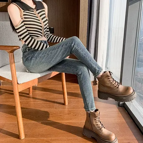 紧身牛仔裤女春秋新款胖MM高腰修身显瘦小个子大码小脚铅笔裤图片