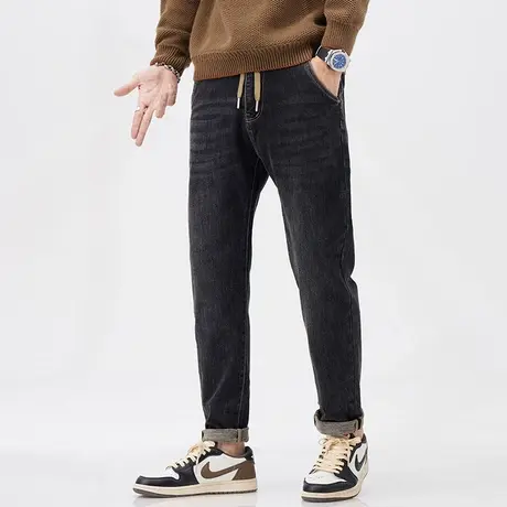 美式高街牛仔裤时尚百搭秋款牛仔裤微哈小脚牛仔裤子男款潮流男装商品大图