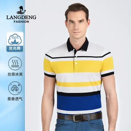 浪登品牌短袖t恤2023夏装新款上衣中年男士男装爸爸装短袖恤衫男商品大图