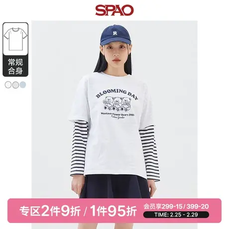 SPAO女士韩国同款春季新款休闲圆领短袖印花T恤SPRPD24G15商品大图