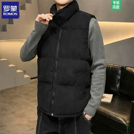 Romon/罗蒙冬季新款羽绒棉马甲男秋冬季马夹休闲加厚灯芯绒坎肩图片