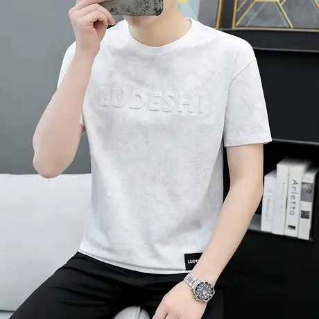 圆领短袖t恤男夏季潮牌潮流男士半袖体恤打底衫棉感青少年上衣服商品大图