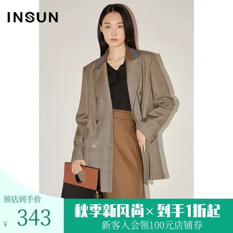 恩裳COVER秋季时尚减龄宽肩设计色织格纹西装图片