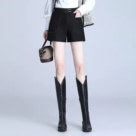 2023秋季新款黑色短裤女时尚休闲裤高腰显瘦阔腿裤韩版通勤打底裤商品大图