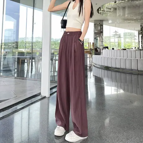 棉麻阔腿裤女小众春秋新款高腰垂感宽松显瘦褶皱休闲拖地山本裤潮图片