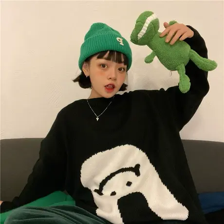 红续2023早春新款复古小众设计感保暖套头针织衫毛衣情侣外套ins图片