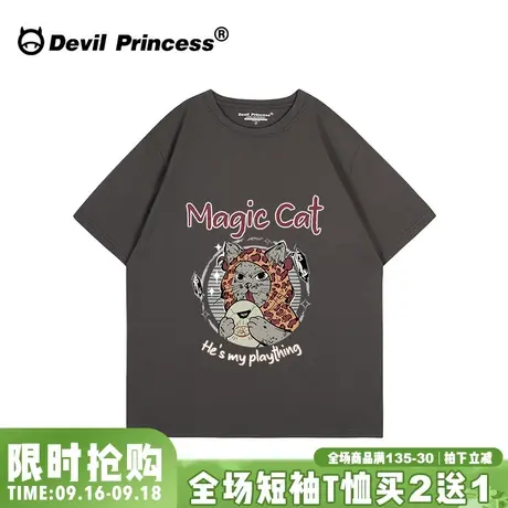 美式复古风vintage宽松深灰色短袖女t恤2023年夏季新款正肩上衣潮图片