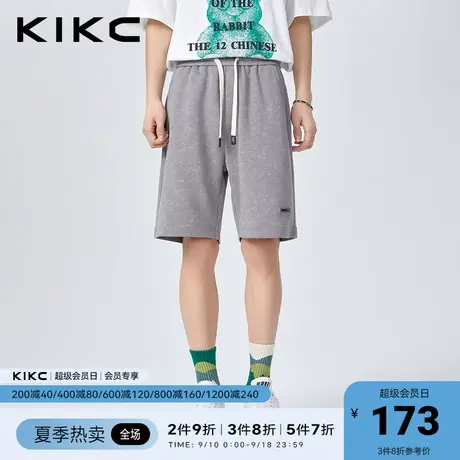 kikc休闲短裤男2023春夏新款商场同款简约休闲灰色直筒运动五分裤商品大图