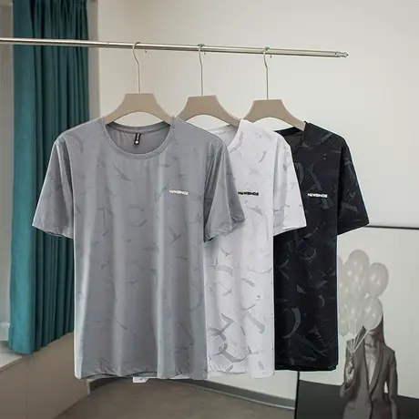2023夏季男士圆领短袖T恤宽松体恤时尚潮流帅气ins潮牌半袖体恤衫图片