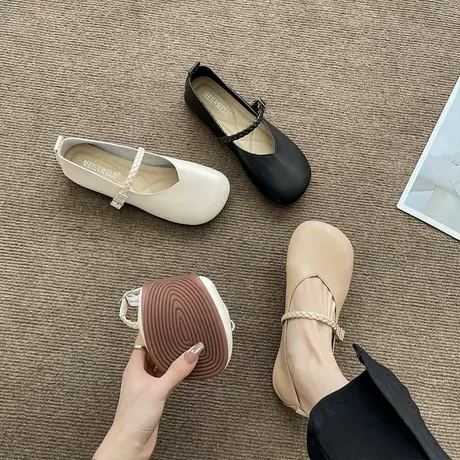 浅口豆豆鞋女春秋季2023年新款软底仙女风奶奶瓢鞋平底温柔单鞋夏商品大图