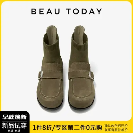 BeauToday瘦瘦靴短靴女法式小踝靴BT秋季新款小众短靴平底靴女鞋商品大图