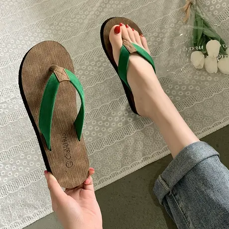 厚底人字拖女2025夏季新款外穿网红拖鞋时尚夹脚海边沙滩凉拖鞋女商品大图