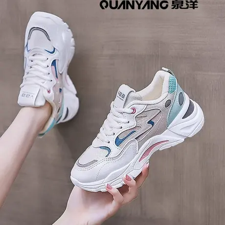 厚底老爹鞋女款2024新款春秋显脚小轻便运动鞋休闲小白鞋炸街爆款商品大图